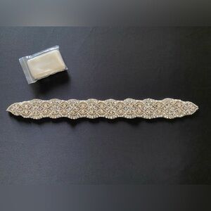 Elegant rhinestone and Pearl appliqué belt